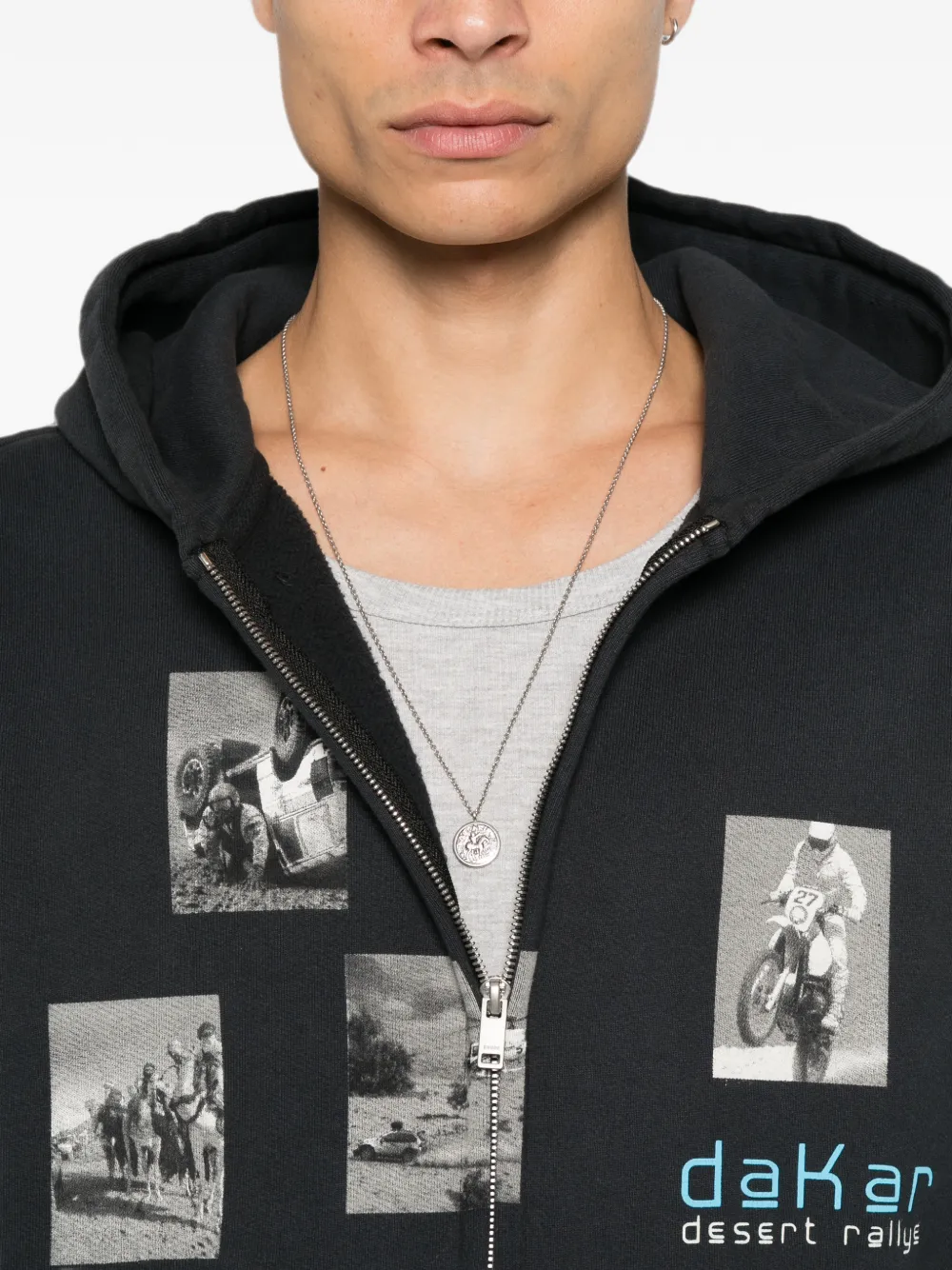 RHUDE Hoodie met logoprint en rits Zwart