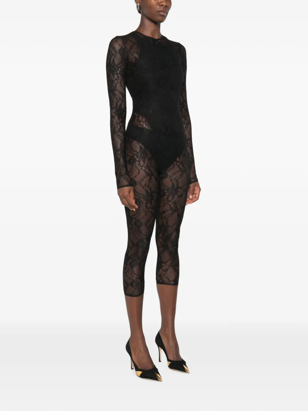 THE ANDAMANE Sheila jumpsuit met bloemenkant Zwart