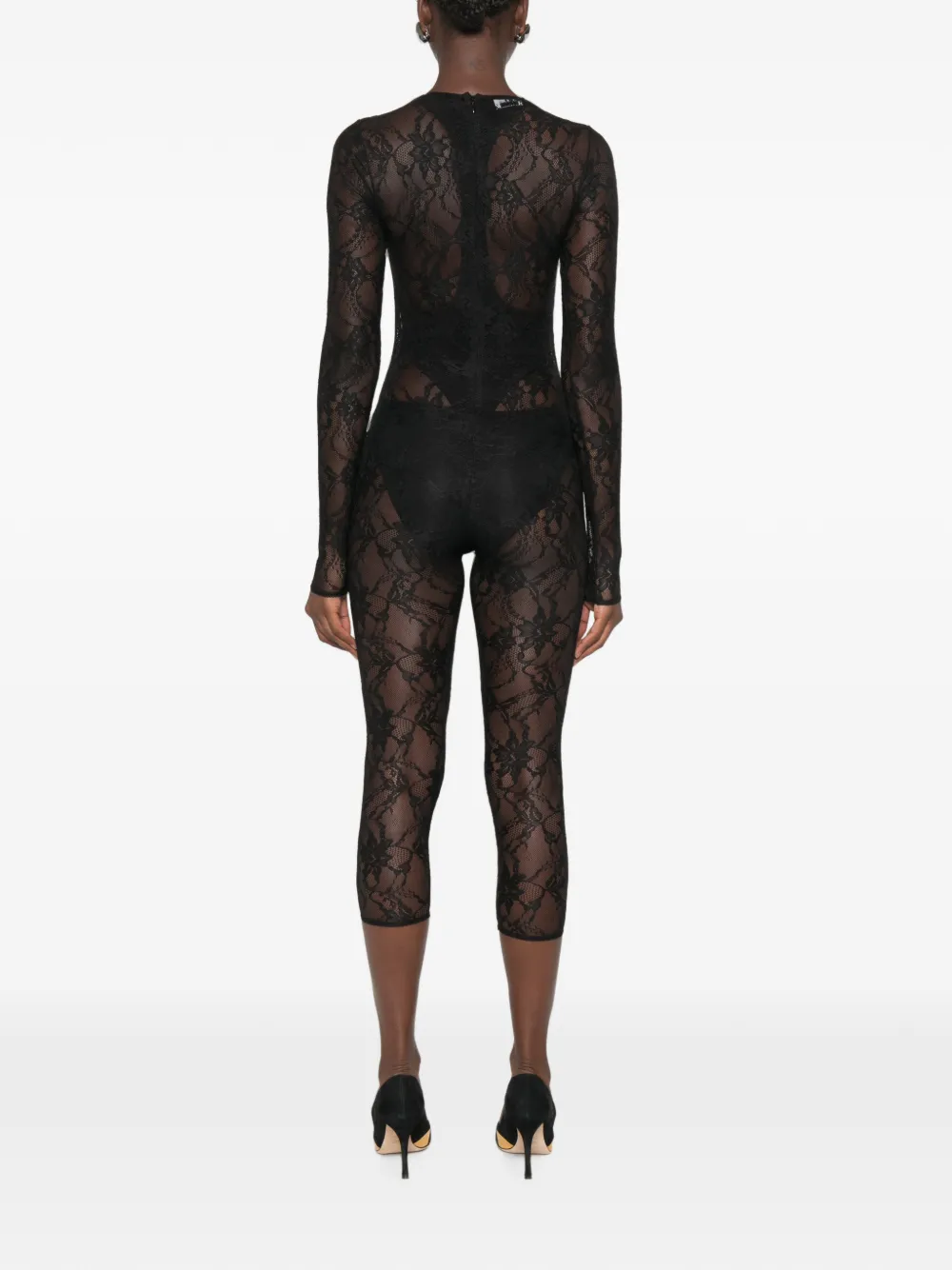 THE ANDAMANE Sheila jumpsuit met bloemenkant Zwart