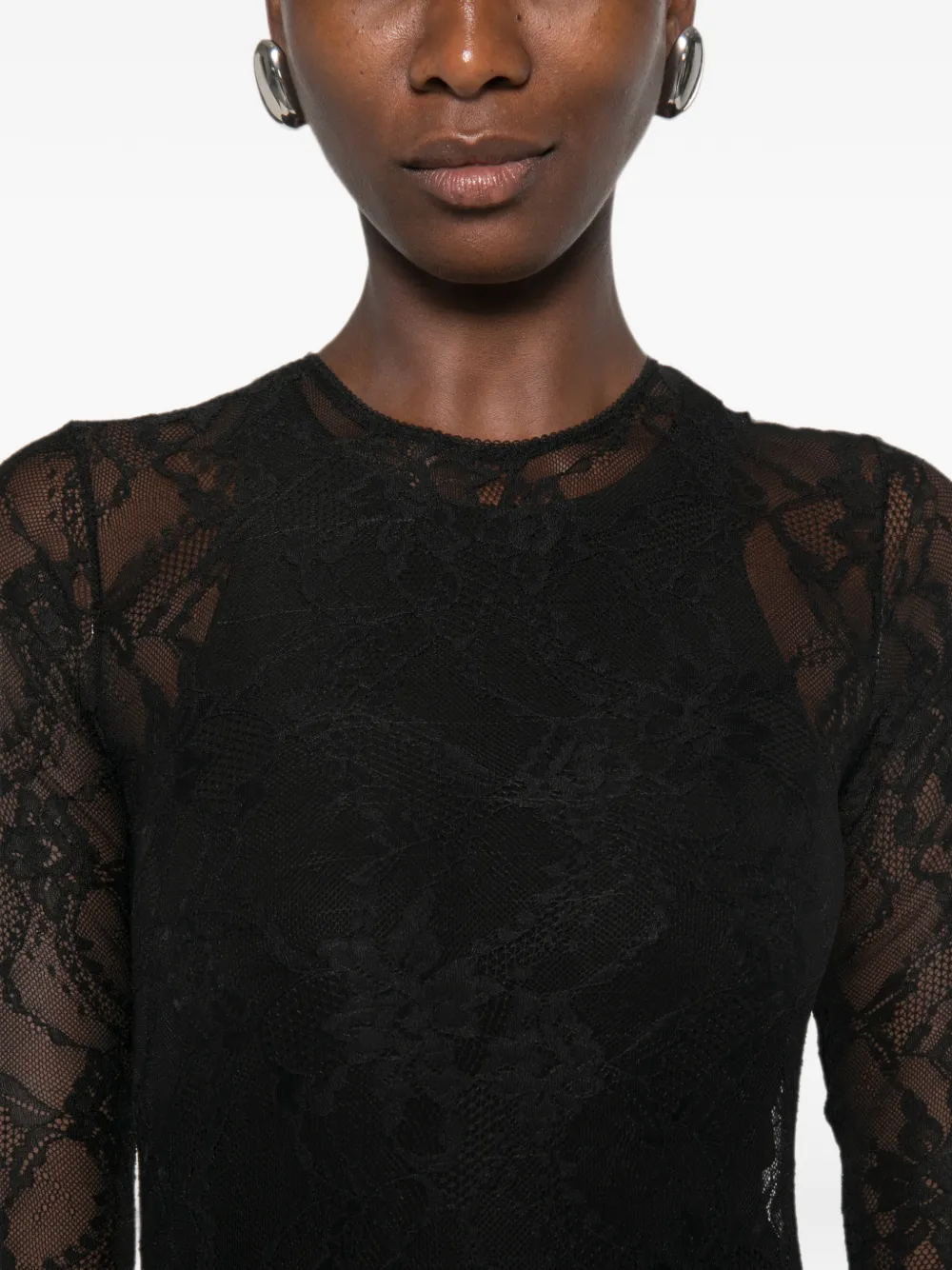 THE ANDAMANE Sheila jumpsuit met bloemenkant Zwart
