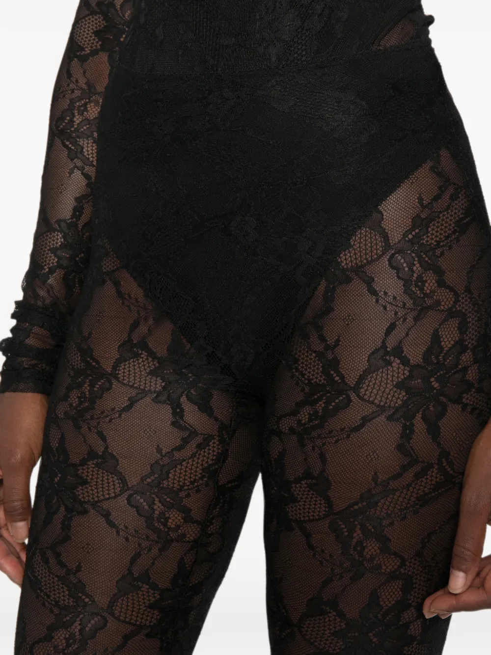 THE ANDAMANE Loli cropped broek met kanten vlakken Zwart