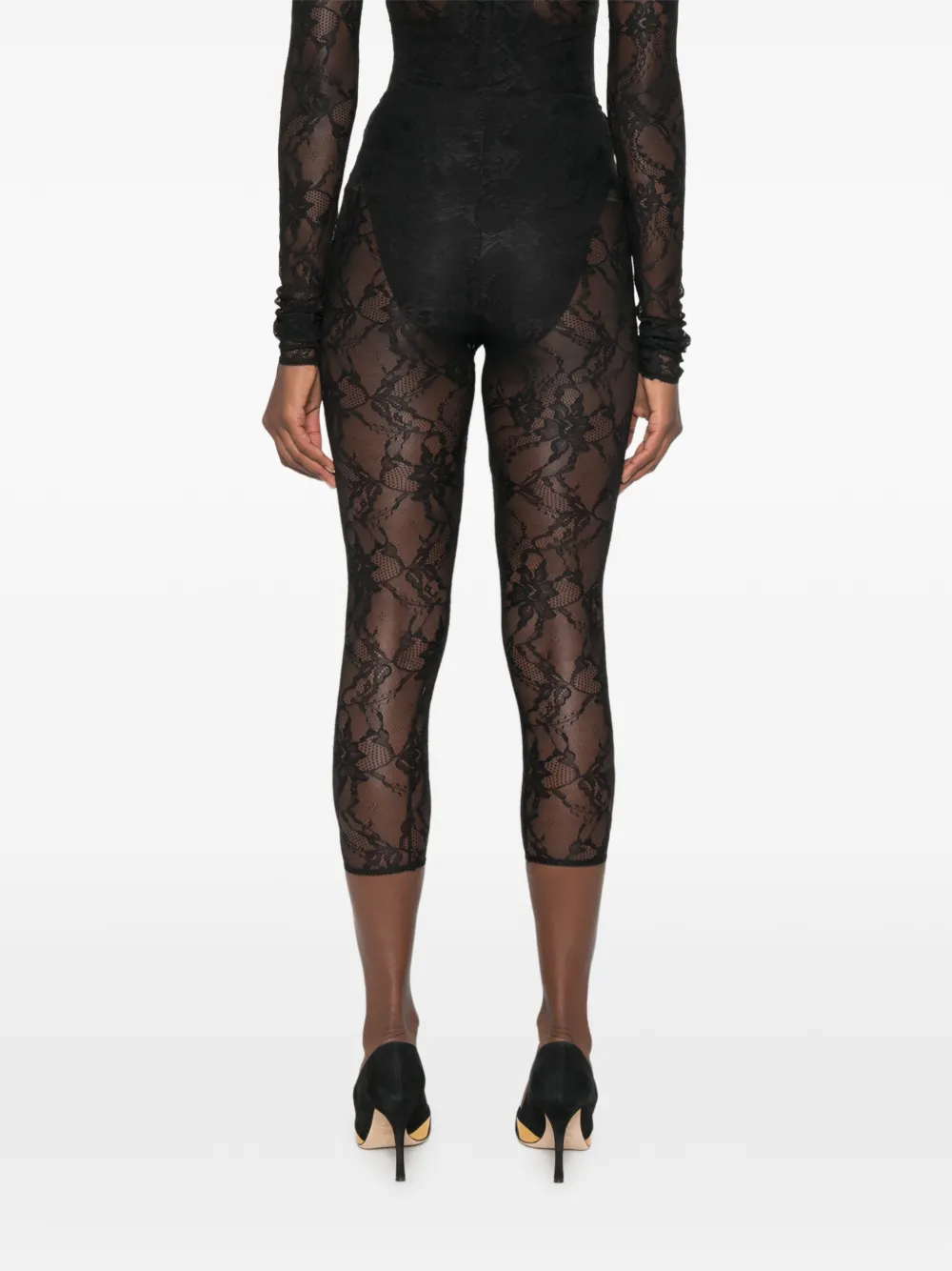 THE ANDAMANE Loli cropped broek met kanten vlakken Zwart