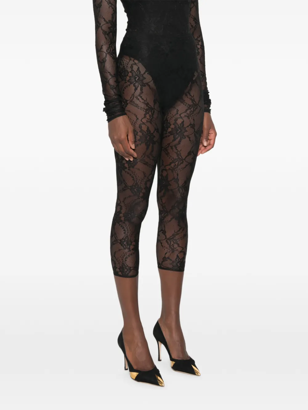 THE ANDAMANE Loli cropped broek met kanten vlakken Zwart