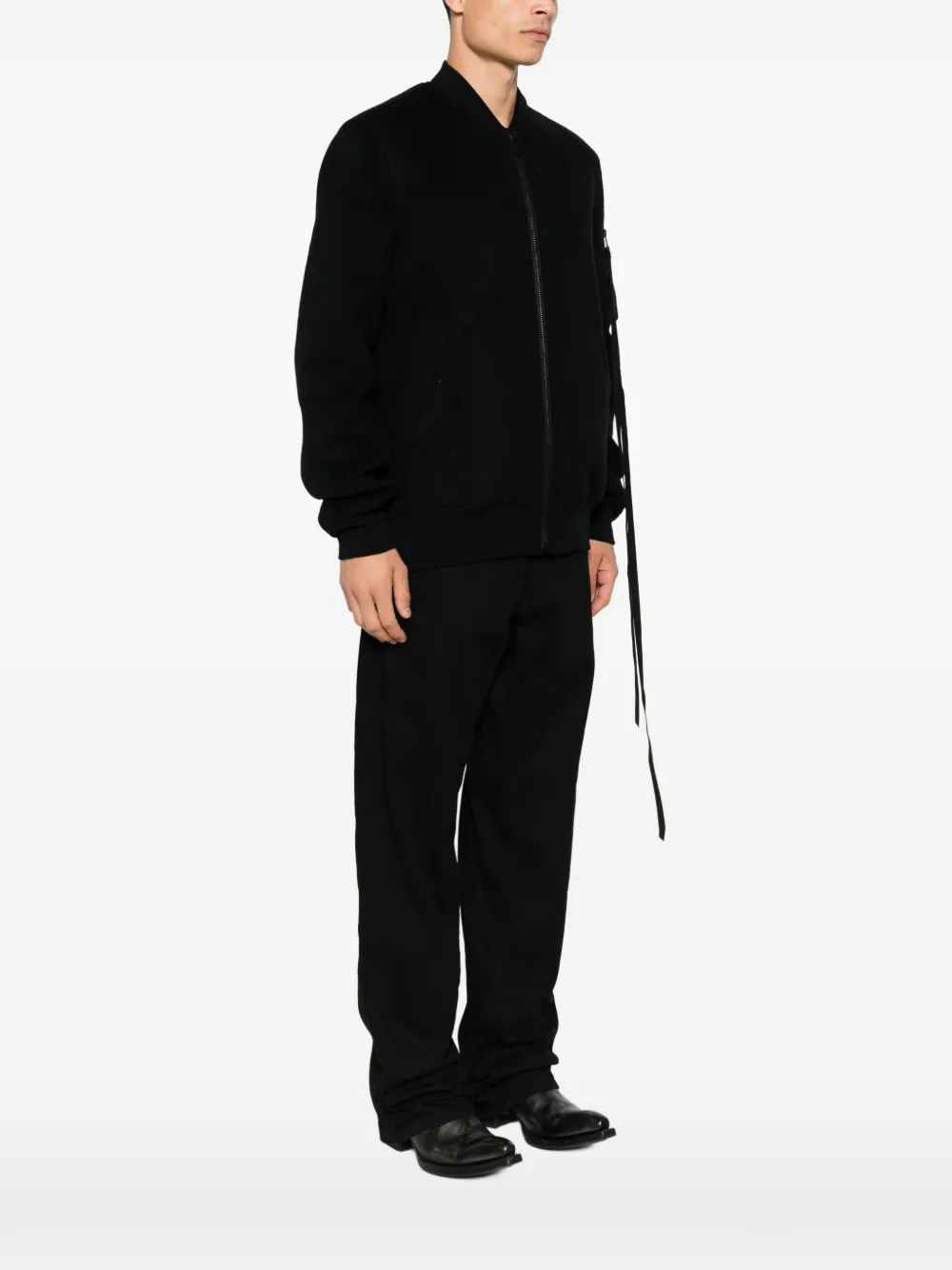 Ann Demeulemeester Bomberjack met geribbelde afwerking en ritssluiting Zwart