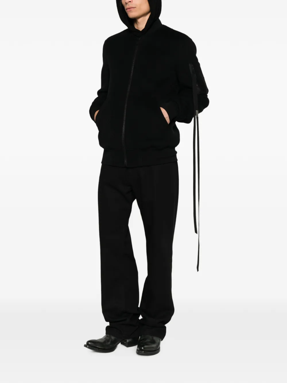 Ann Demeulemeester Bomberjack met geribbelde afwerking en ritssluiting Zwart
