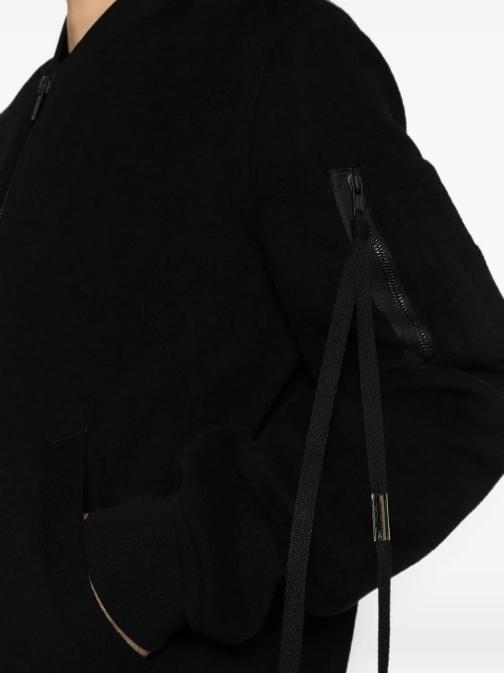 Ann Demeulemeester Bomberjack met geribbelde afwerking en ritssluiting Zwart