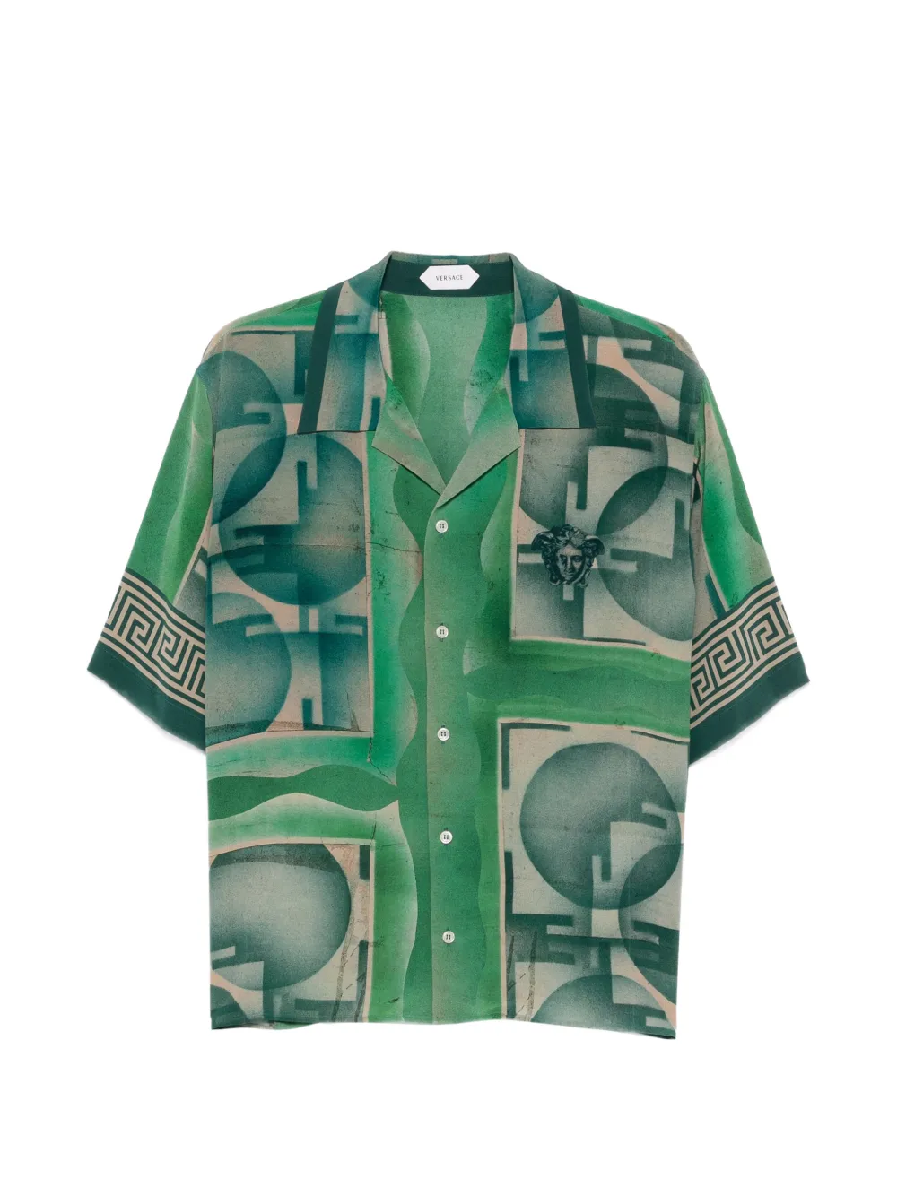 Versace Greca-print Medusa-head shirt - Green