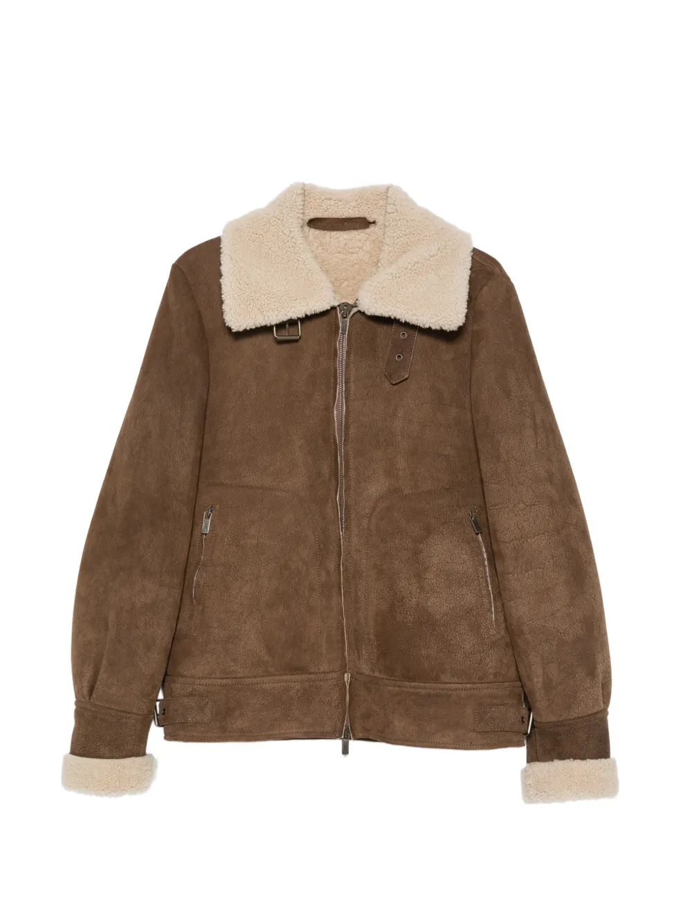 Salvatore Santoro Lederjacke mit Besatz aus Shearling - Braun