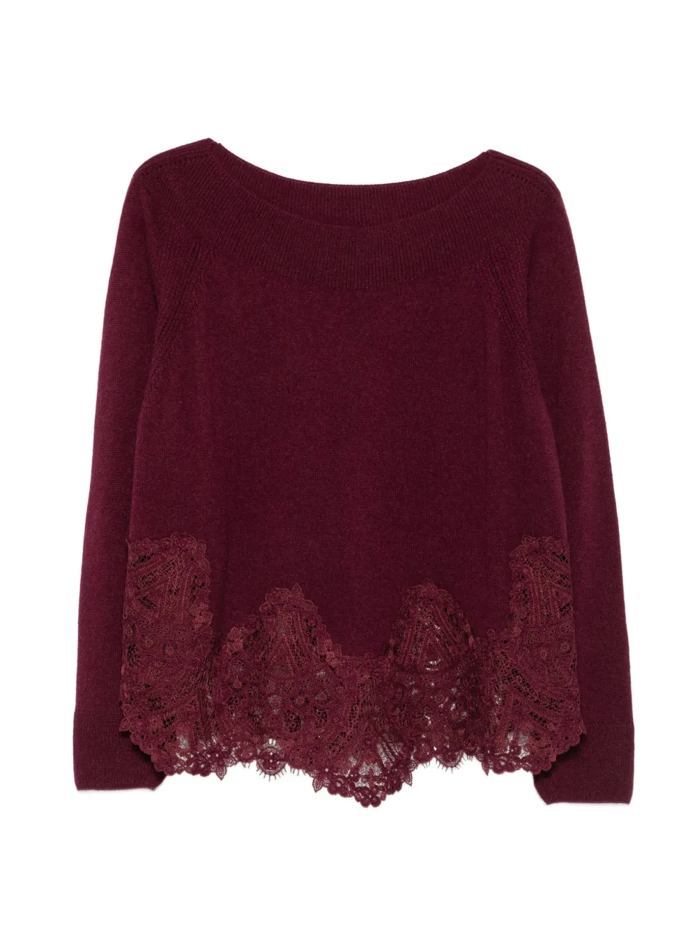 Ermanno Scervino lace-embellished boat-neck sweater - Rot