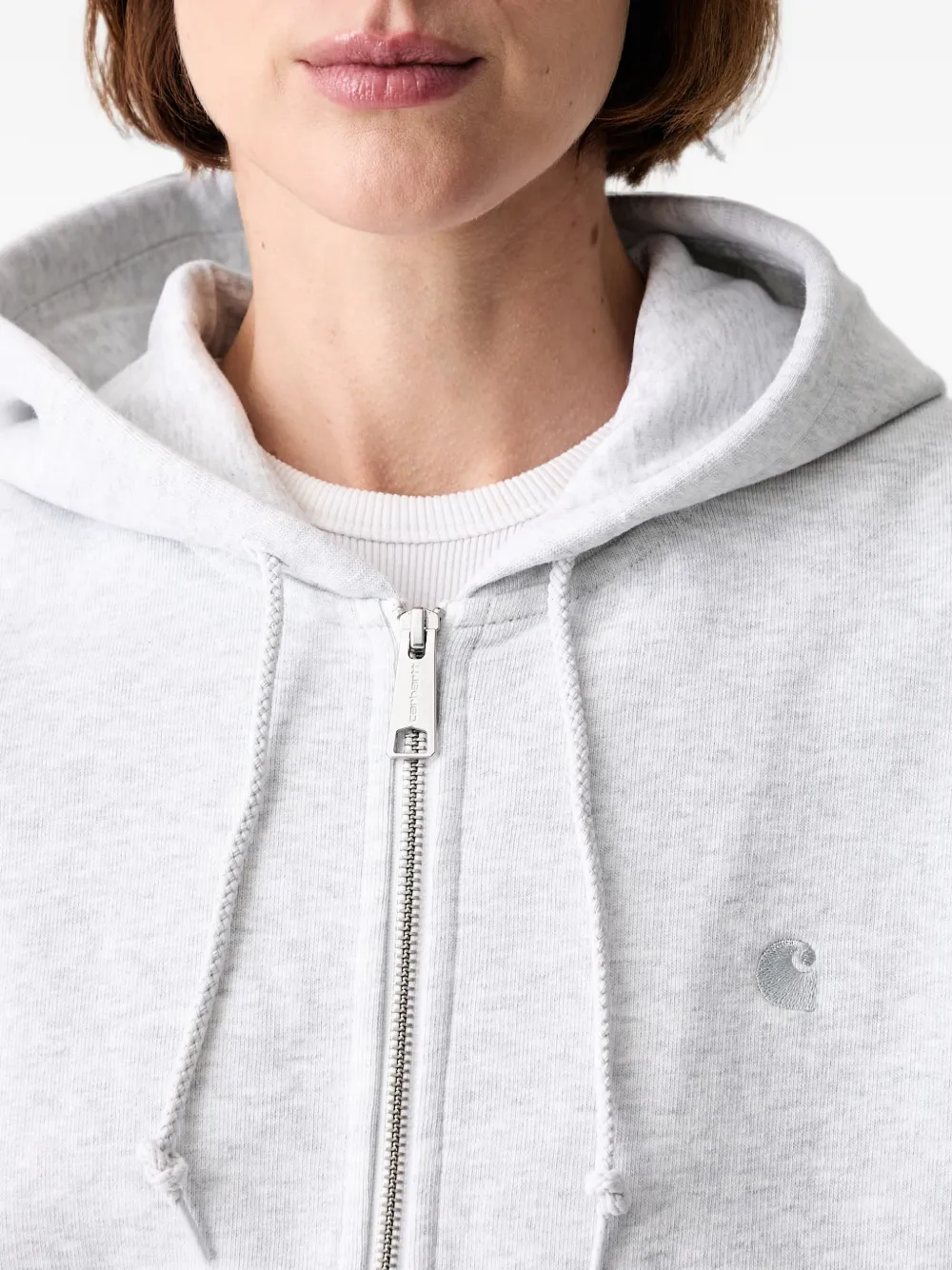 Carhartt WIP Hoodie met geborduurd logo en rits Grijs