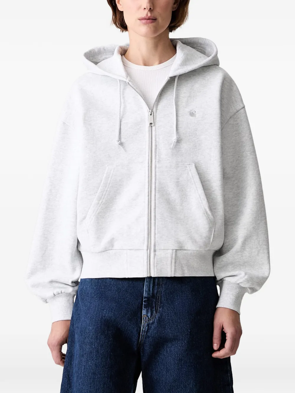 Carhartt WIP logo-embroidered zip-up hoodie - Grau