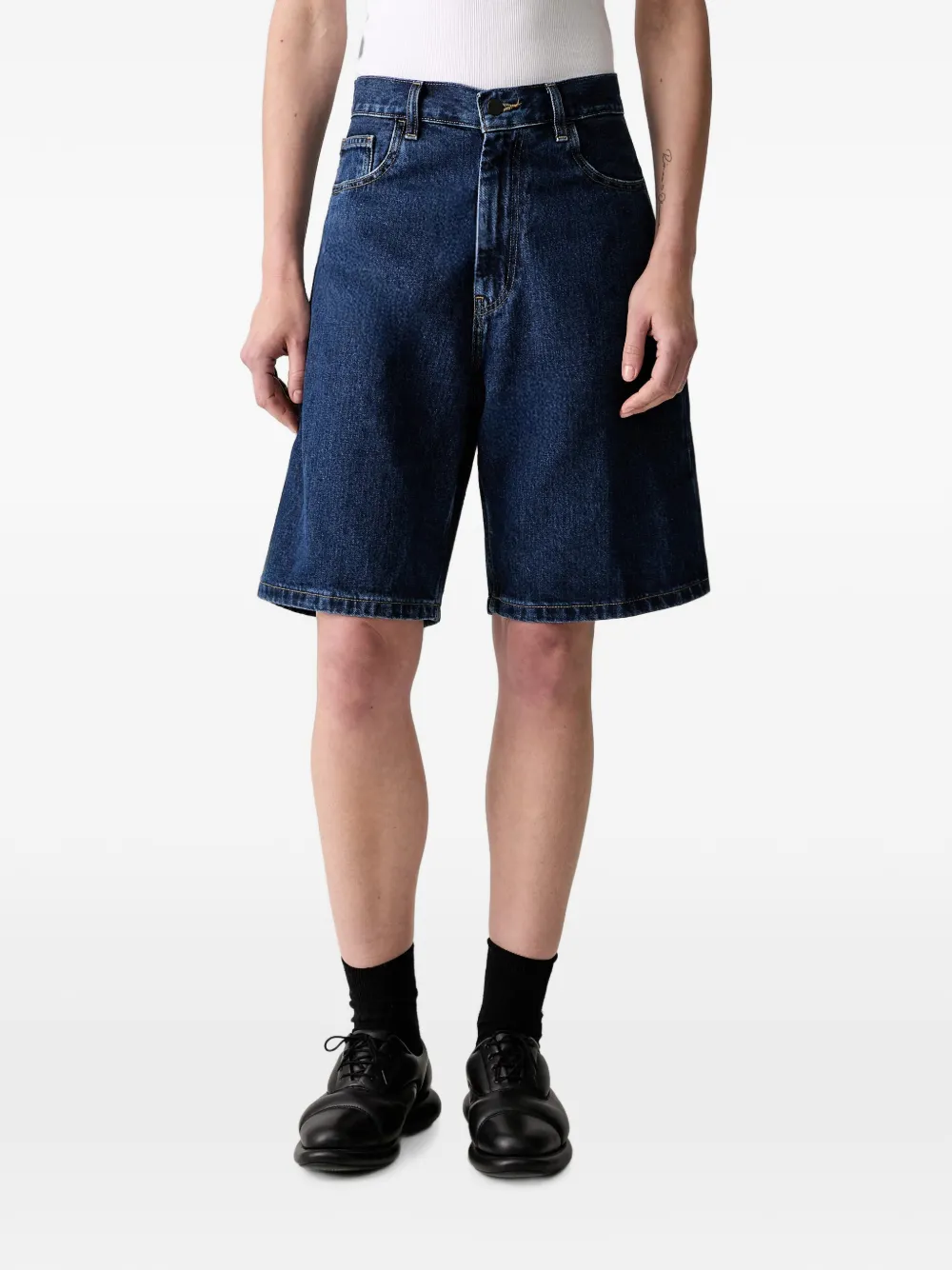 Carhartt WIP logo-patch denim shorts - Blu