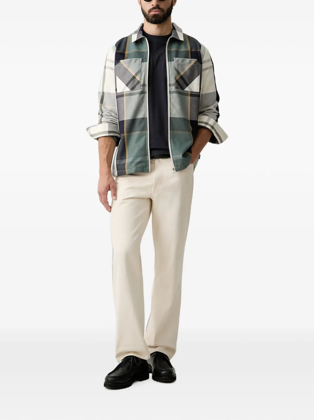 Barbour Etterick shirtjack met tartan-ruit en rits Groen