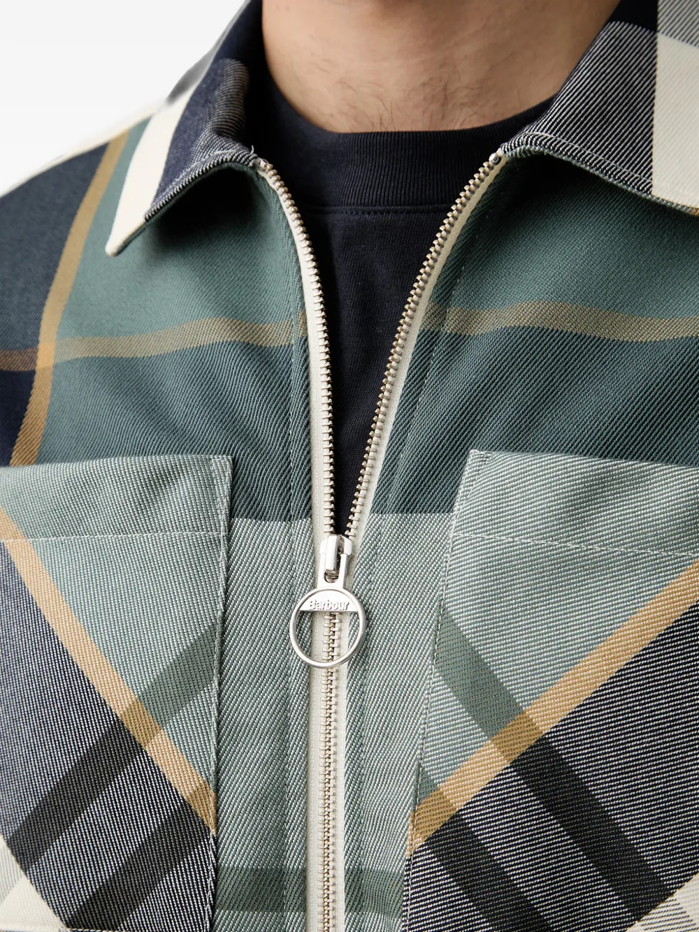 Barbour Etterick shirtjack met tartan-ruit en rits Groen