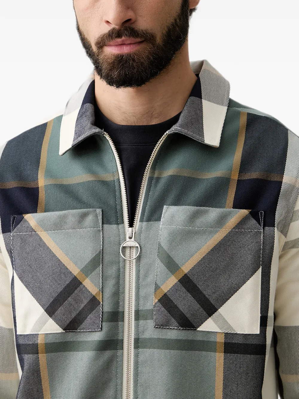 Barbour Etterick shirtjack met tartan-ruit en rits Groen