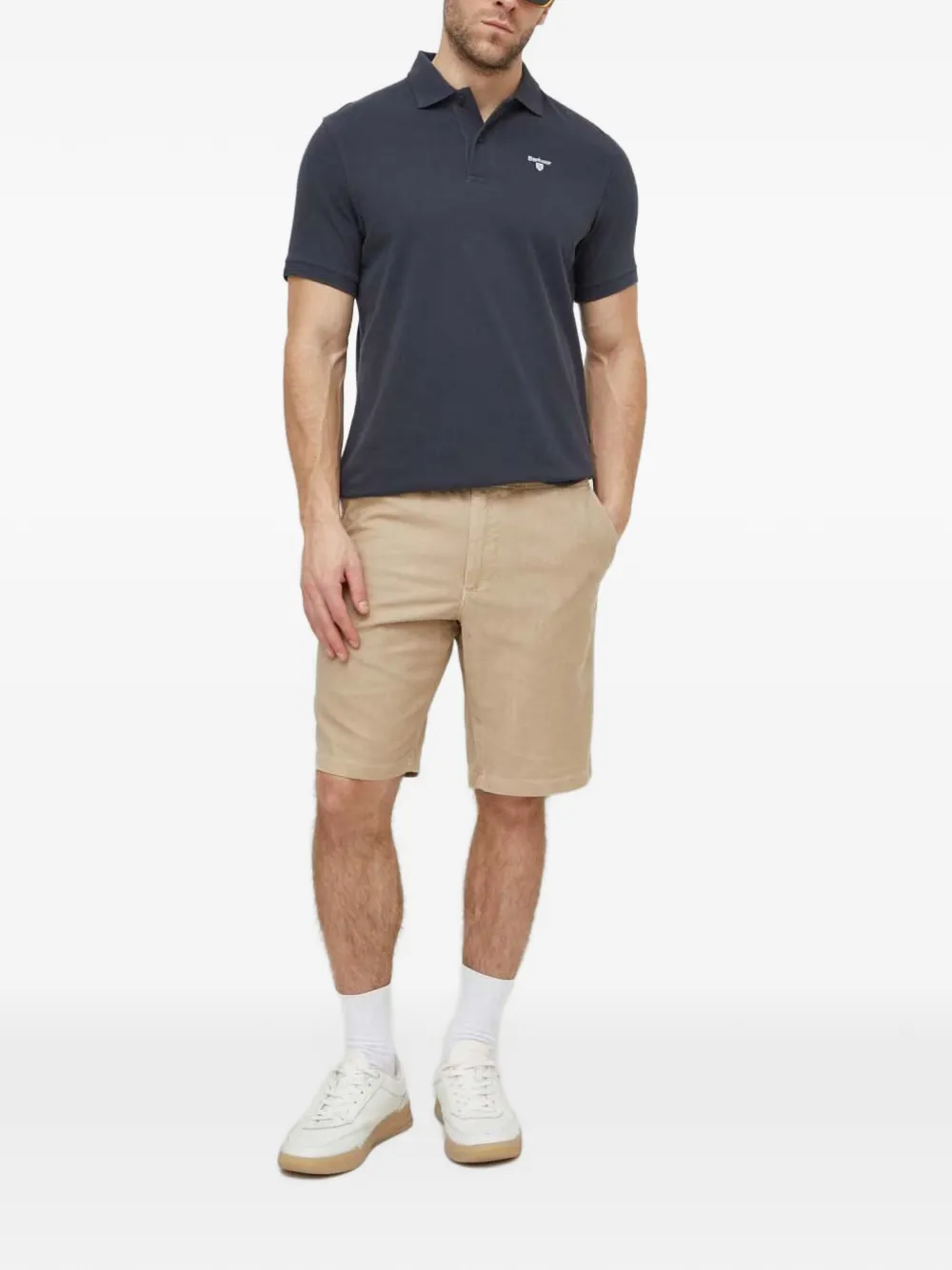 Barbour logo-embroidered polo shirt Blauw