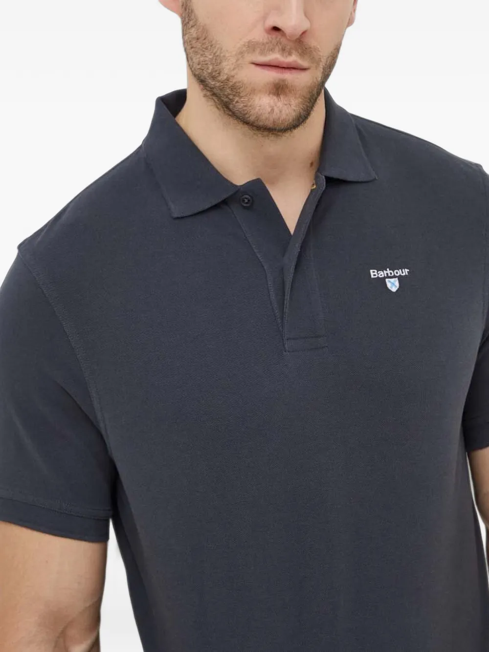 Barbour logo-embroidered polo shirt Blauw