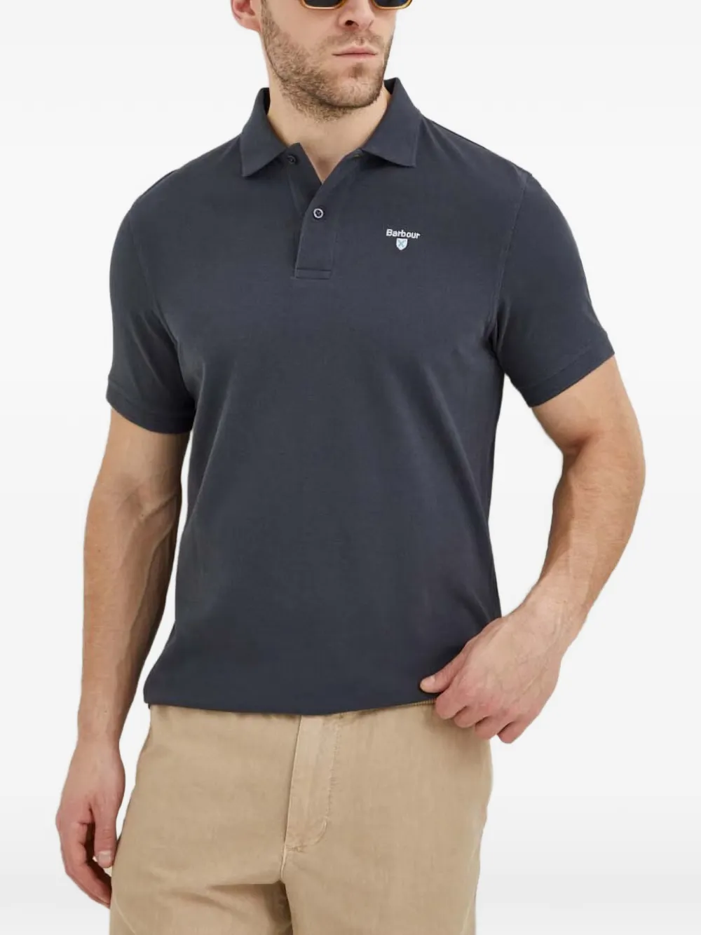 Barbour logo-embroidered piqué polo shirt - Grigio