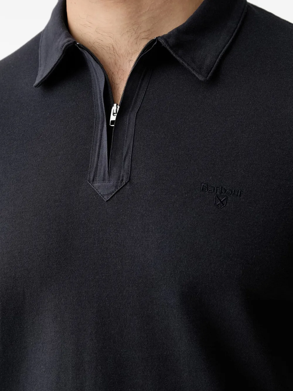 Barbour Crakehall poloshirt met geborduurd logo en ritssluiting Blauw