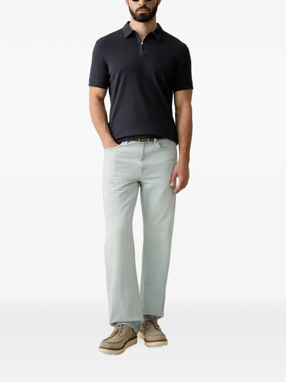 Barbour Crakehall poloshirt met geborduurd logo en ritssluiting Blauw