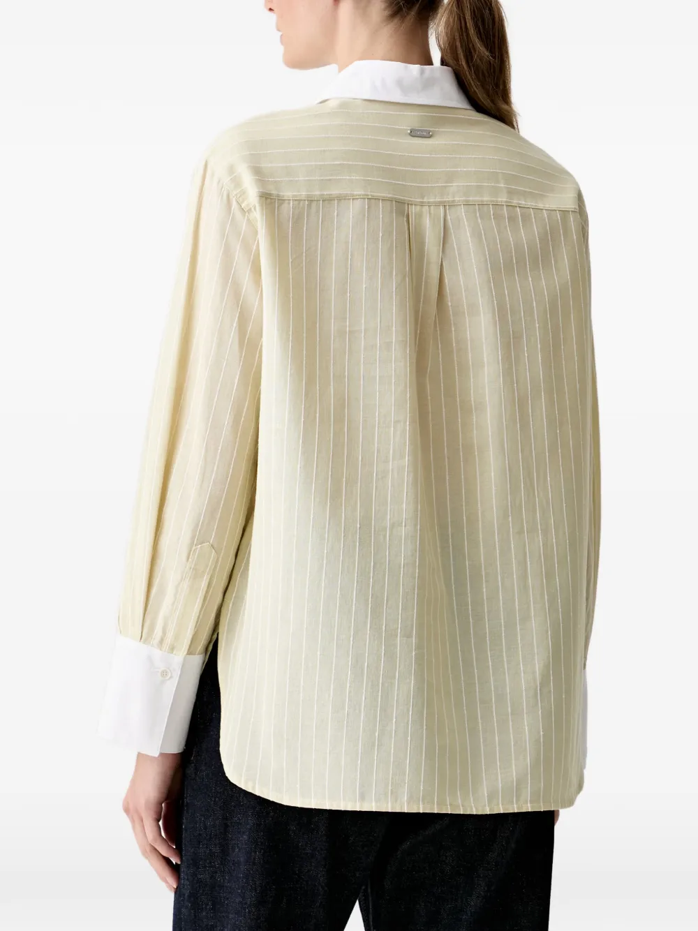 Barbour Gestreept blouse met contrasterende kraag Geel