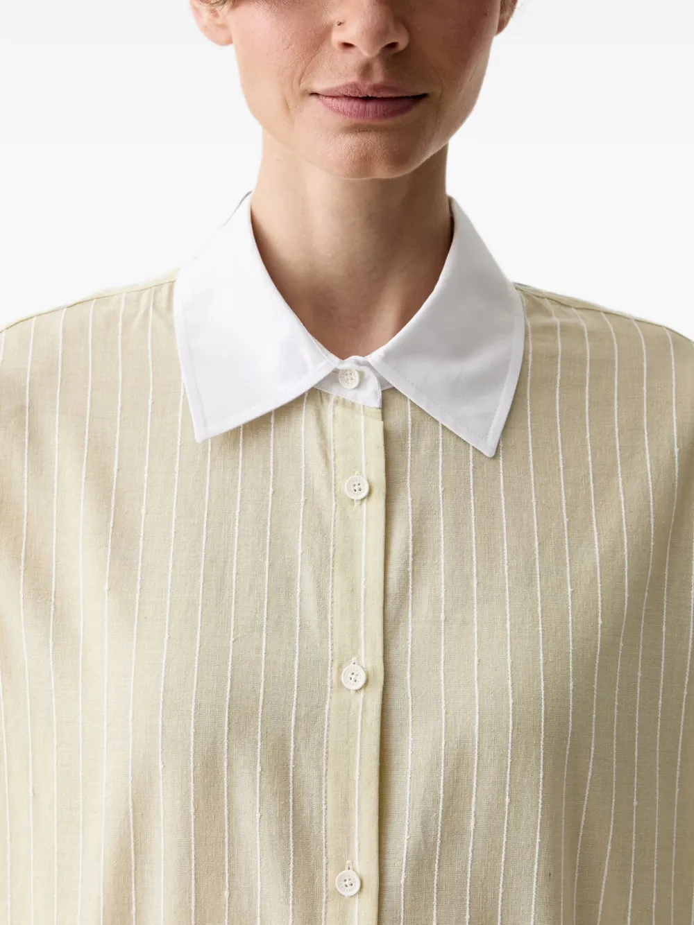 Barbour Gestreept blouse met contrasterende kraag Geel