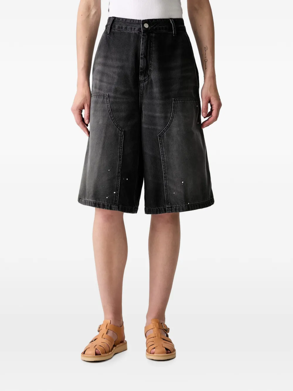 Carhartt WIP paint-splatter carpenter shorts - Nero