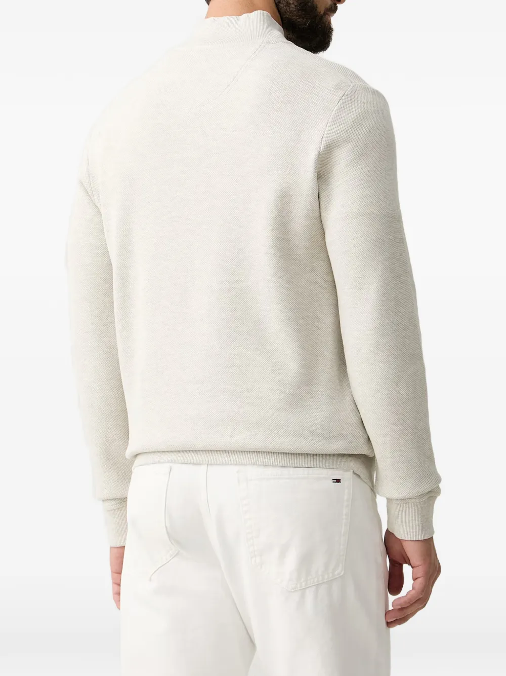 Barbour Ravensworth sweater met geborduurd logo en kwartrits Beige