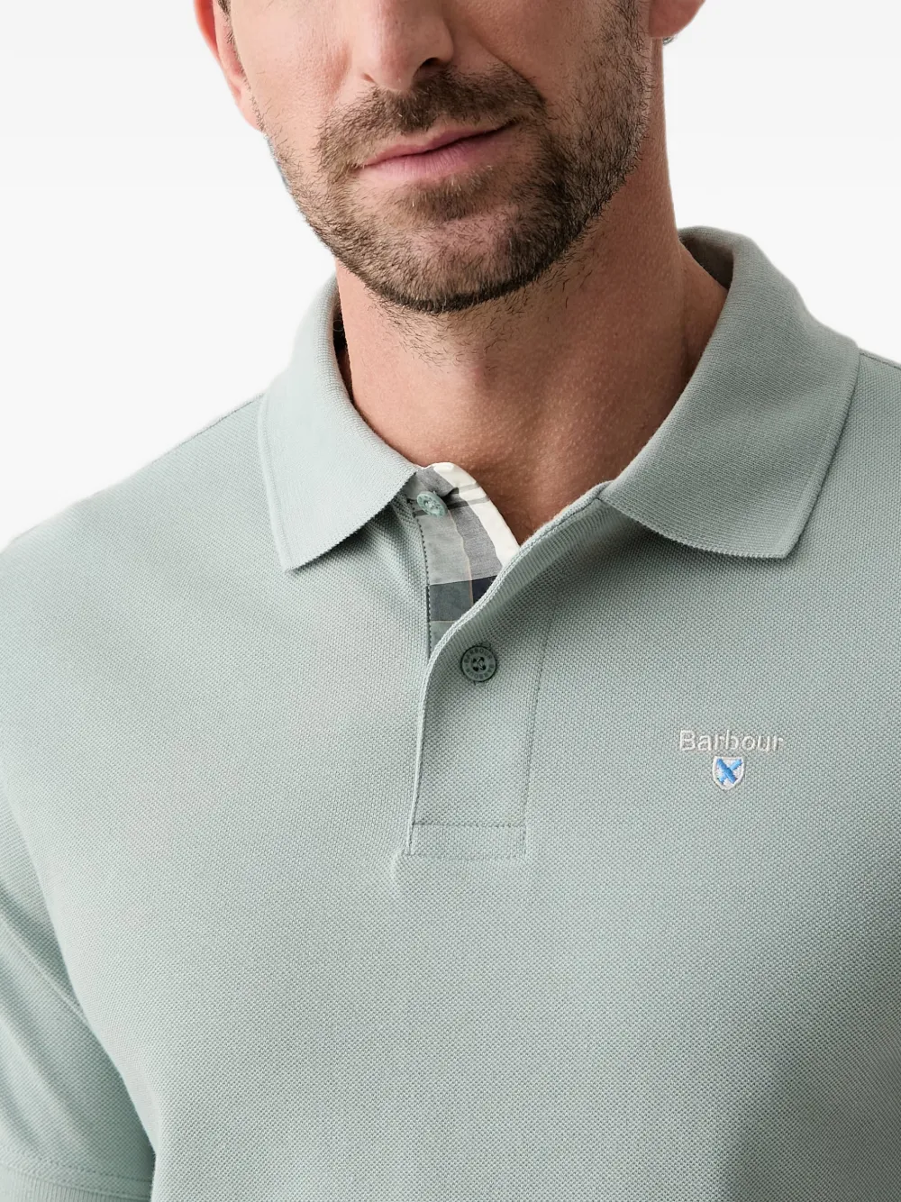 Barbour Tartan Piqué poloshirt met geborduurd logo Groen