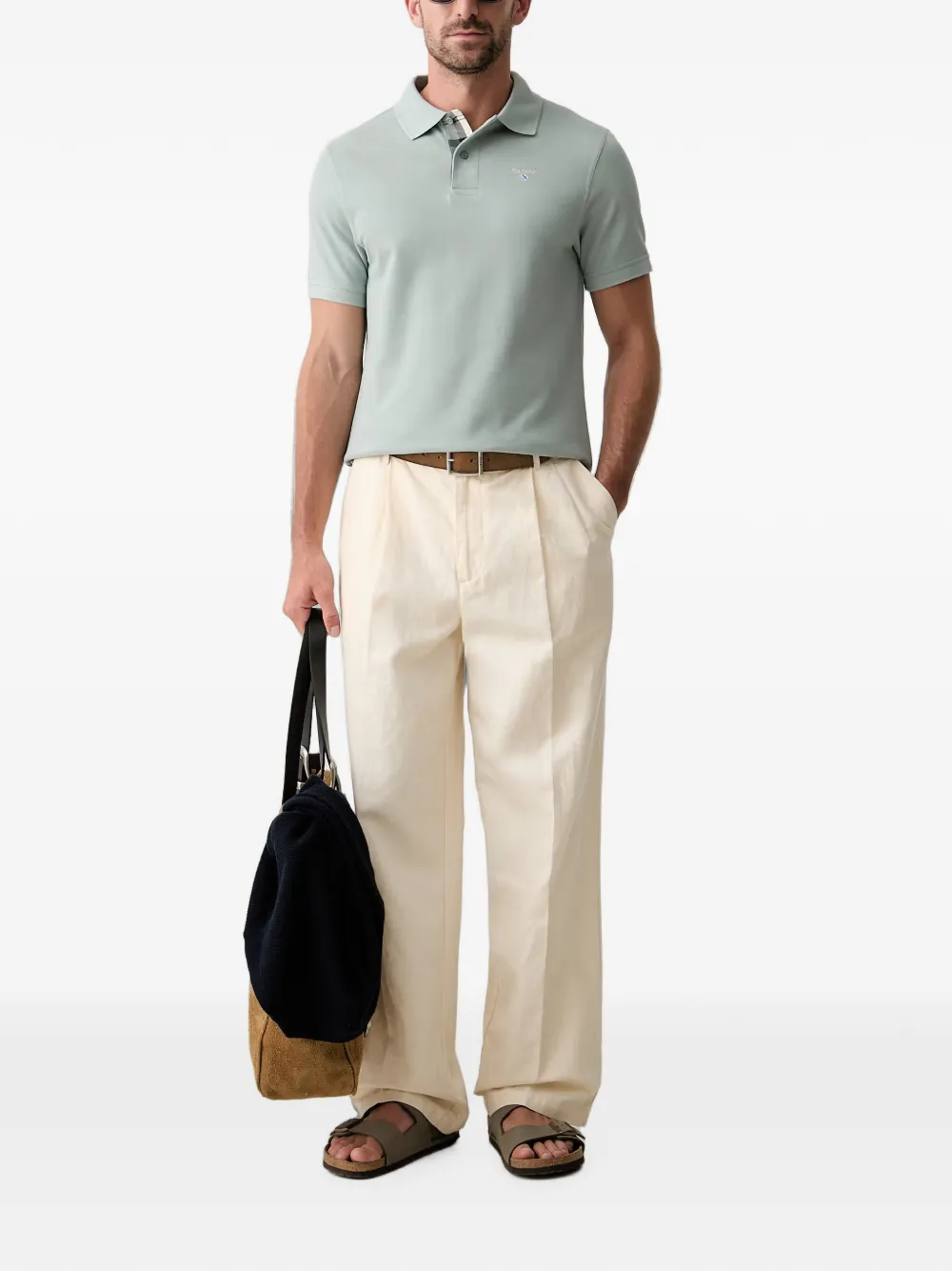 Barbour Tartan Piqué poloshirt met geborduurd logo Groen