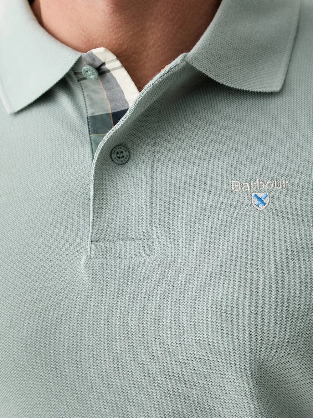 Barbour Tartan Piqué poloshirt met geborduurd logo Groen