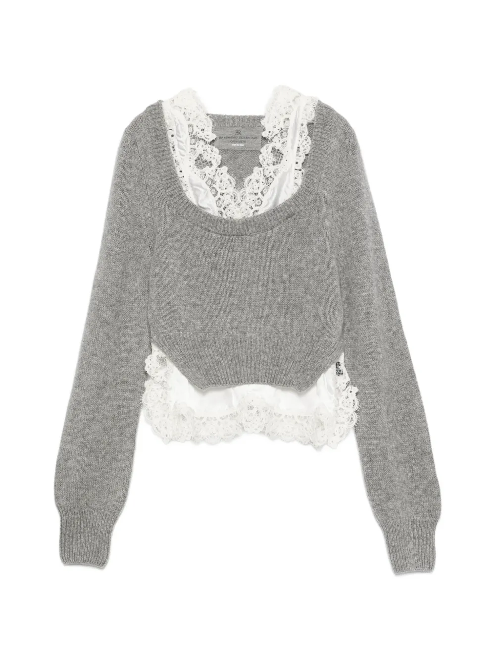 Ermanno Scervino lace-trim layered knit - Grigio