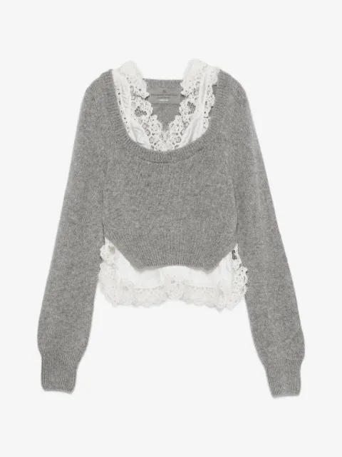 Ermanno Scervino jersey de punto a capas con ribete de encaje