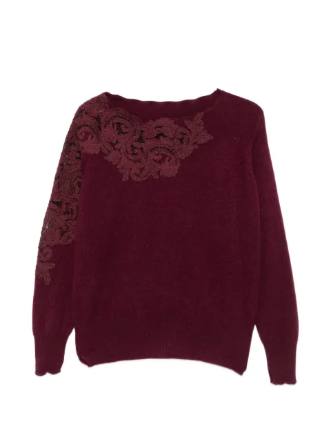 Ermanno Scervino lace-embellished boat-neck knit