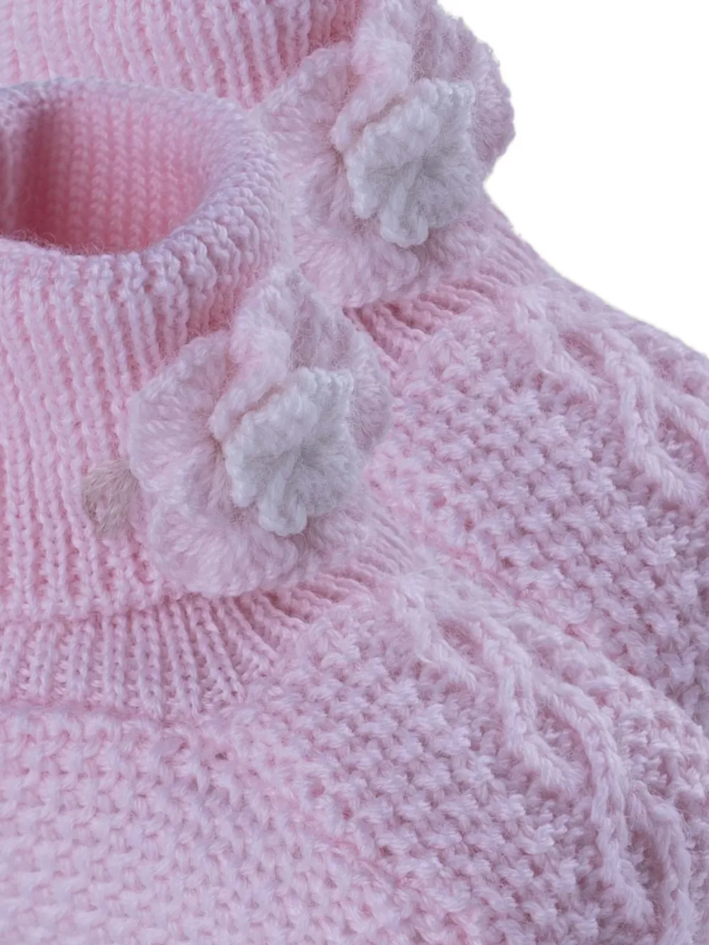 MARLU' couture floral-appliqué cable-knit slippers Roze