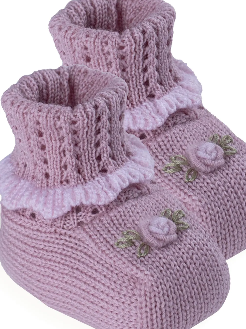 MARLU' couture flower-detail knitted slippers Roze