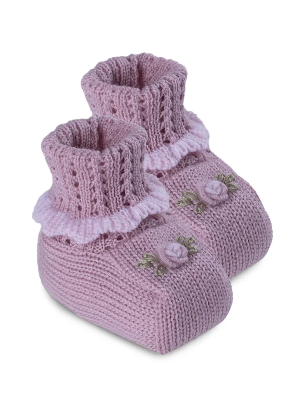 MARLU' couture flower-detail knitted slippers Roze