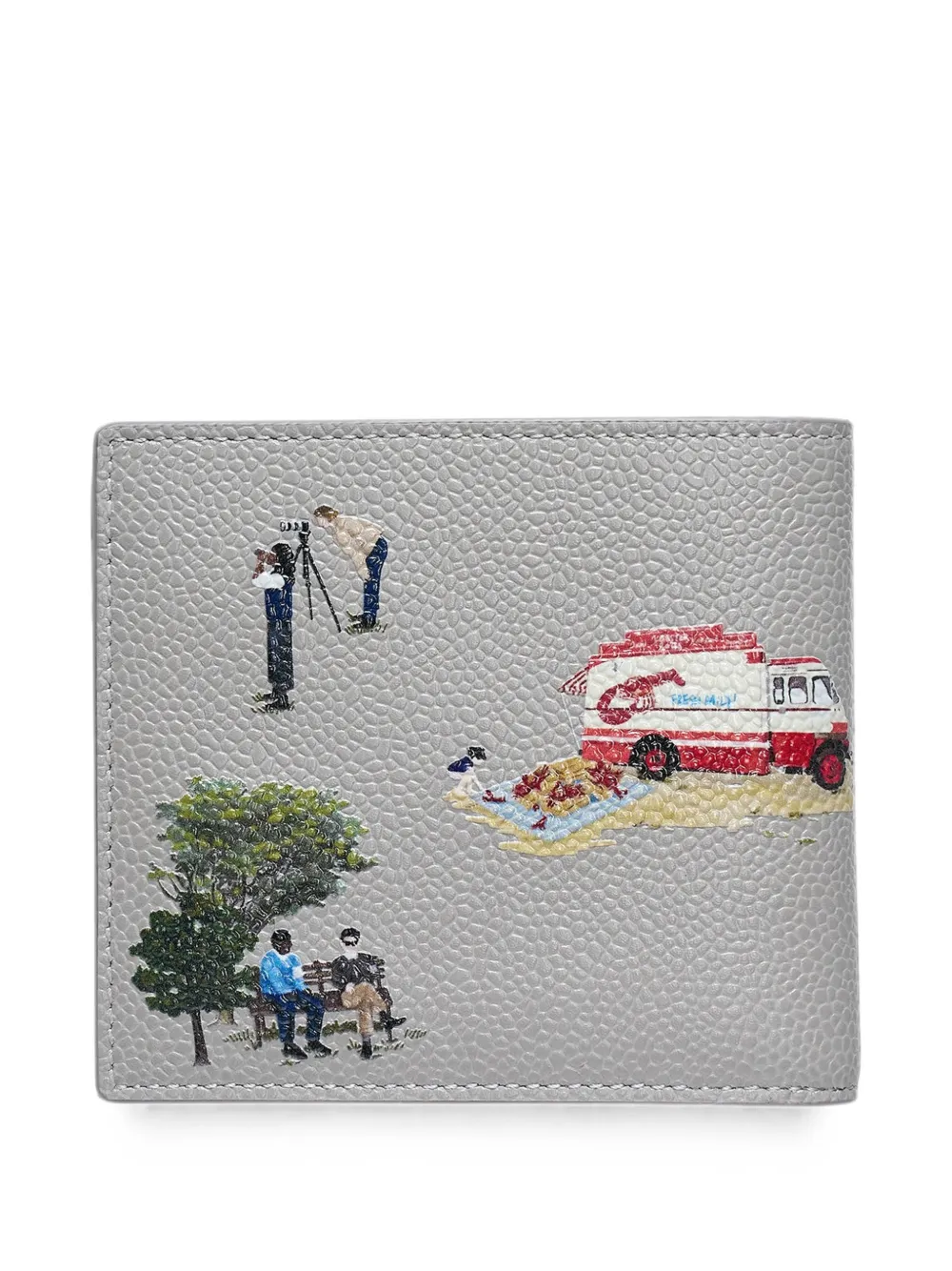 Thom Browne Portemonnee van bewerkt leer met print Grijs