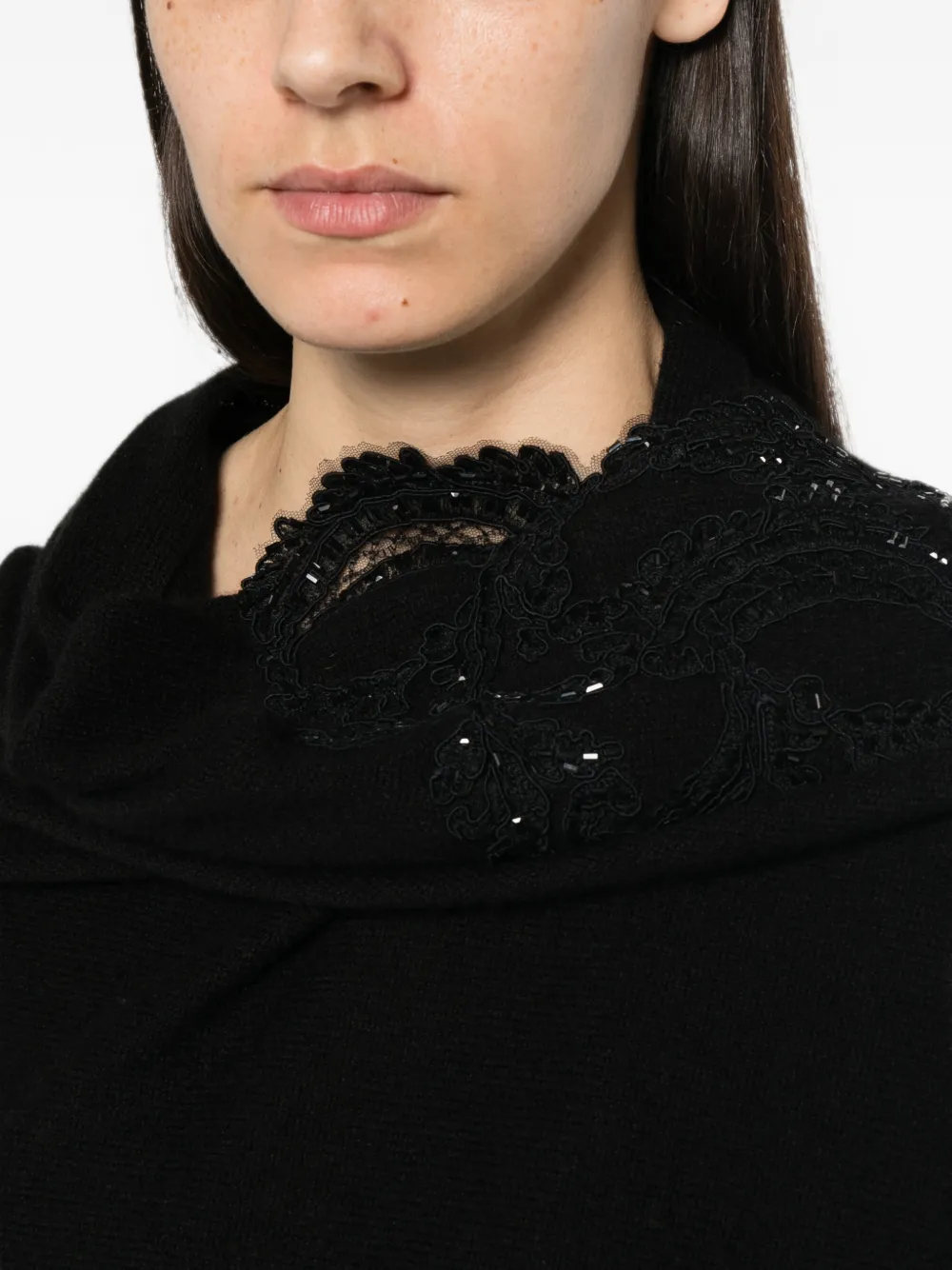 Ermanno Scervino lace-embellished draped cardigan Blauw