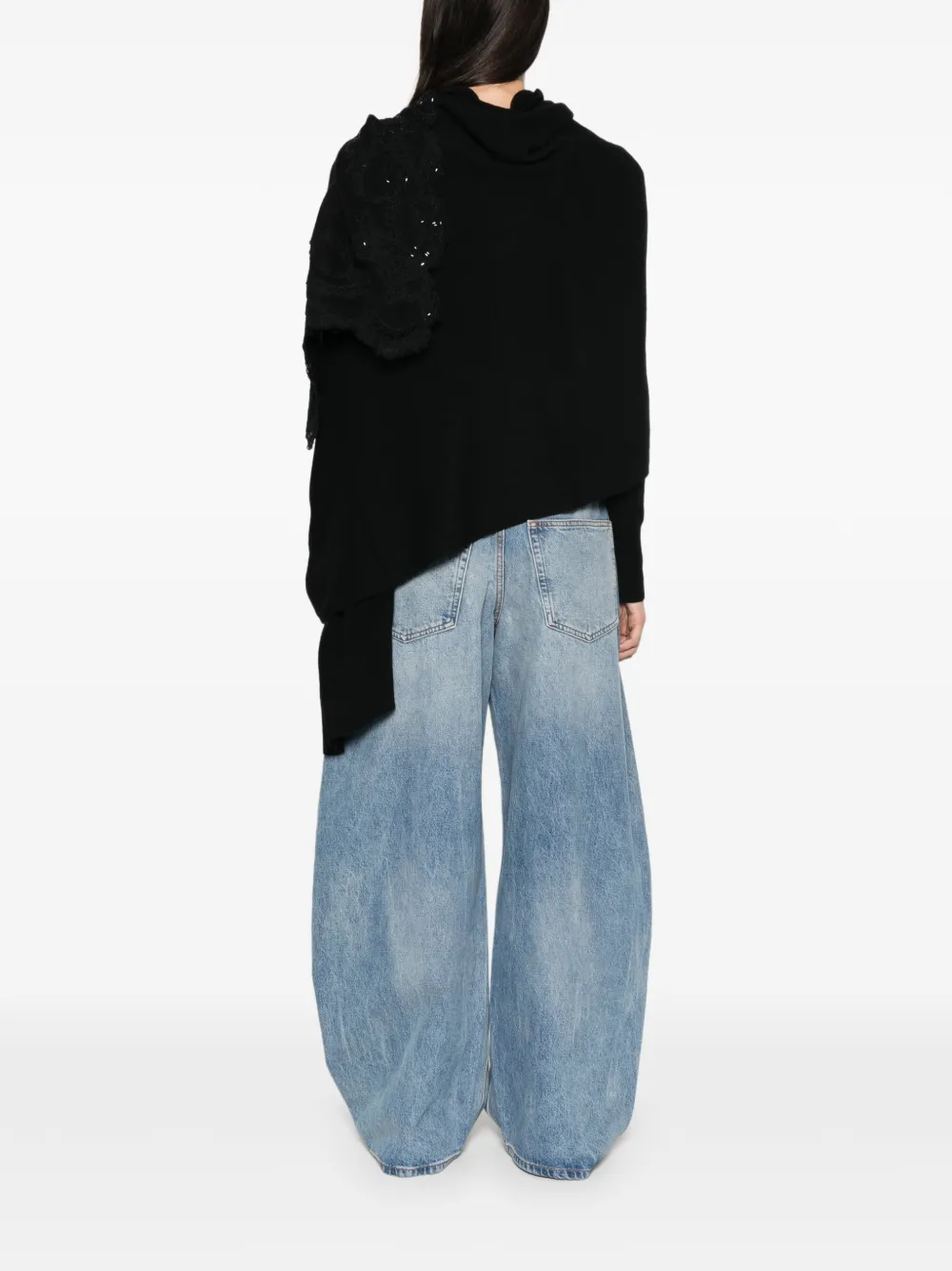 Ermanno Scervino lace-embellished draped cardigan Blauw