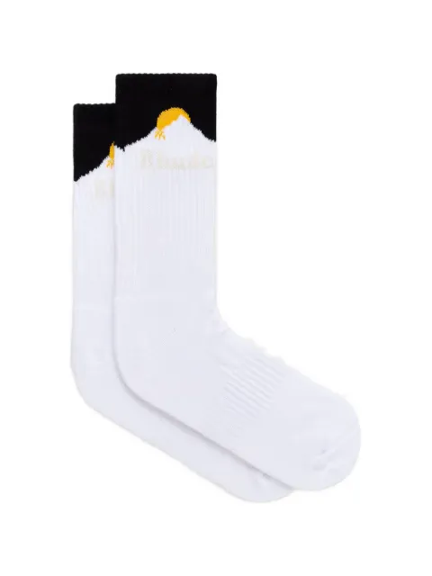 RHUDE mountain-intarsia ribbed-knit socks