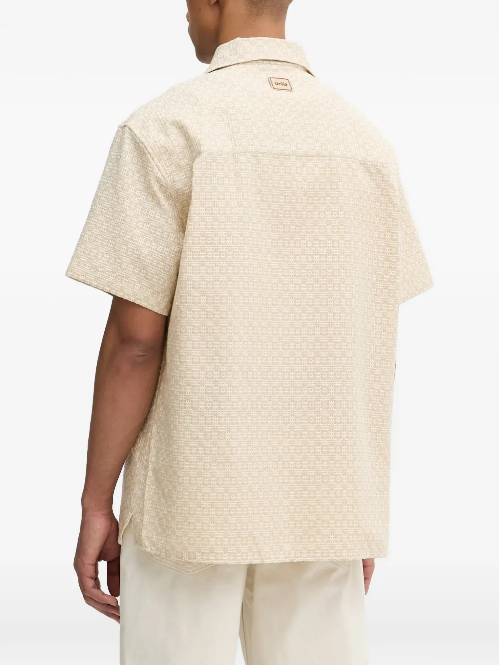 Drôle De Monsieur Overhemd met geometrisch patroon en campkraag Beige