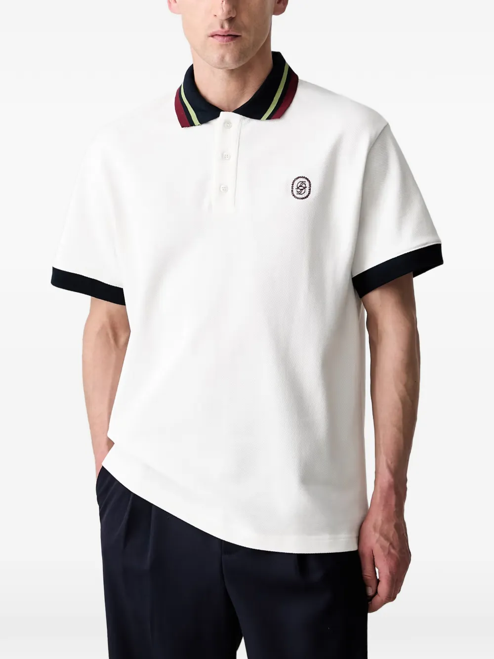 Drôle De Monsieur D Mirror tipped polo shirt - Bianco