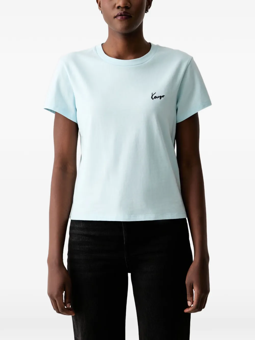 Kenzo logo-embroidered T-shirt - Blu