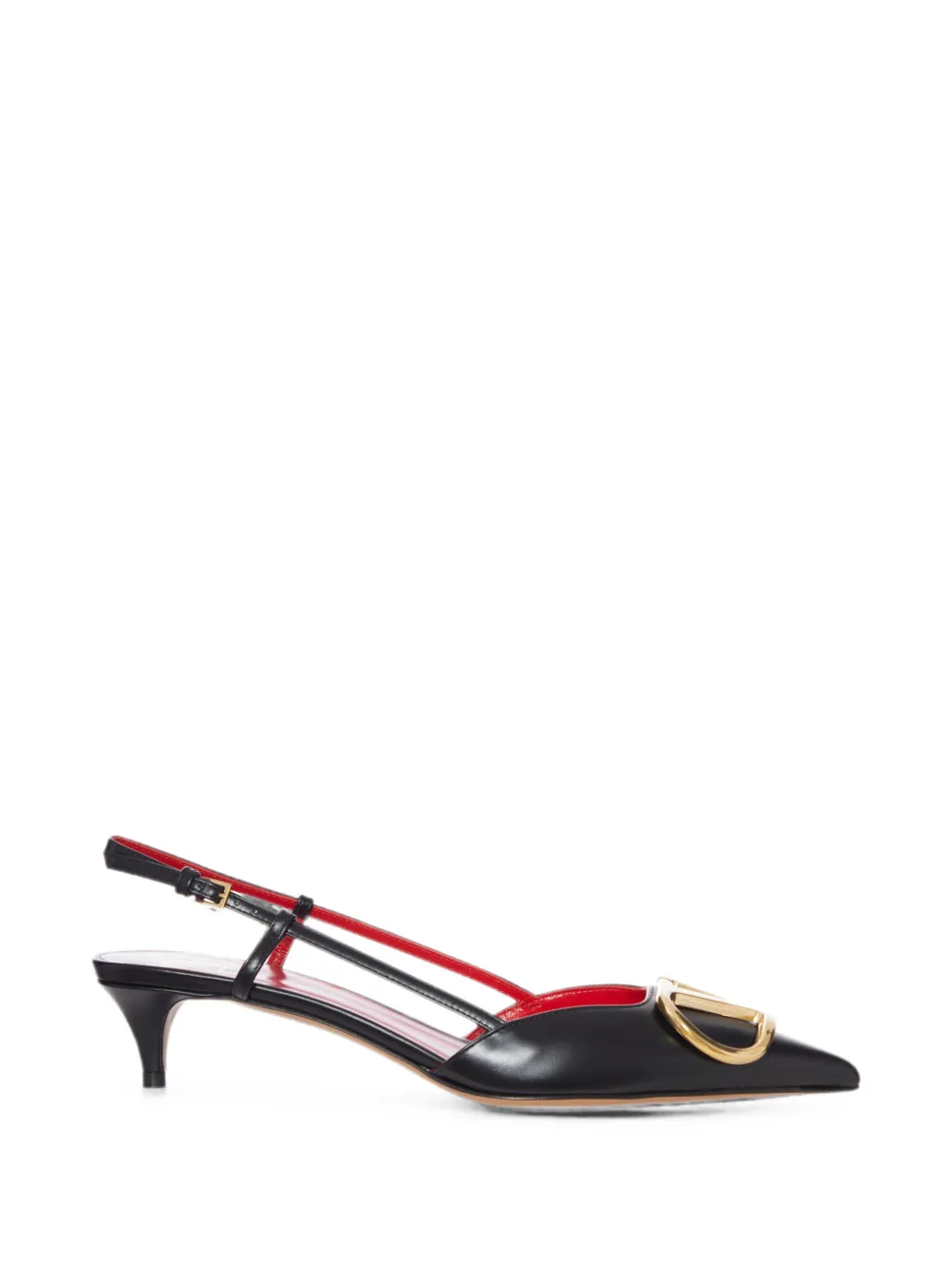 Valentino Garavani VLogo leather slingback pumps Zwart