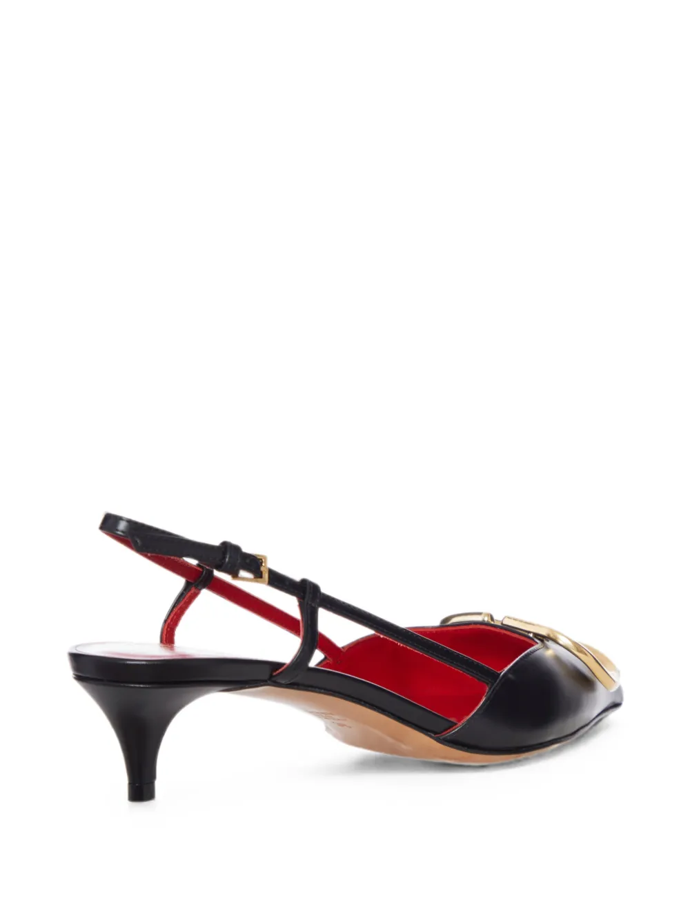 Valentino Garavani VLogo leather slingback pumps Zwart