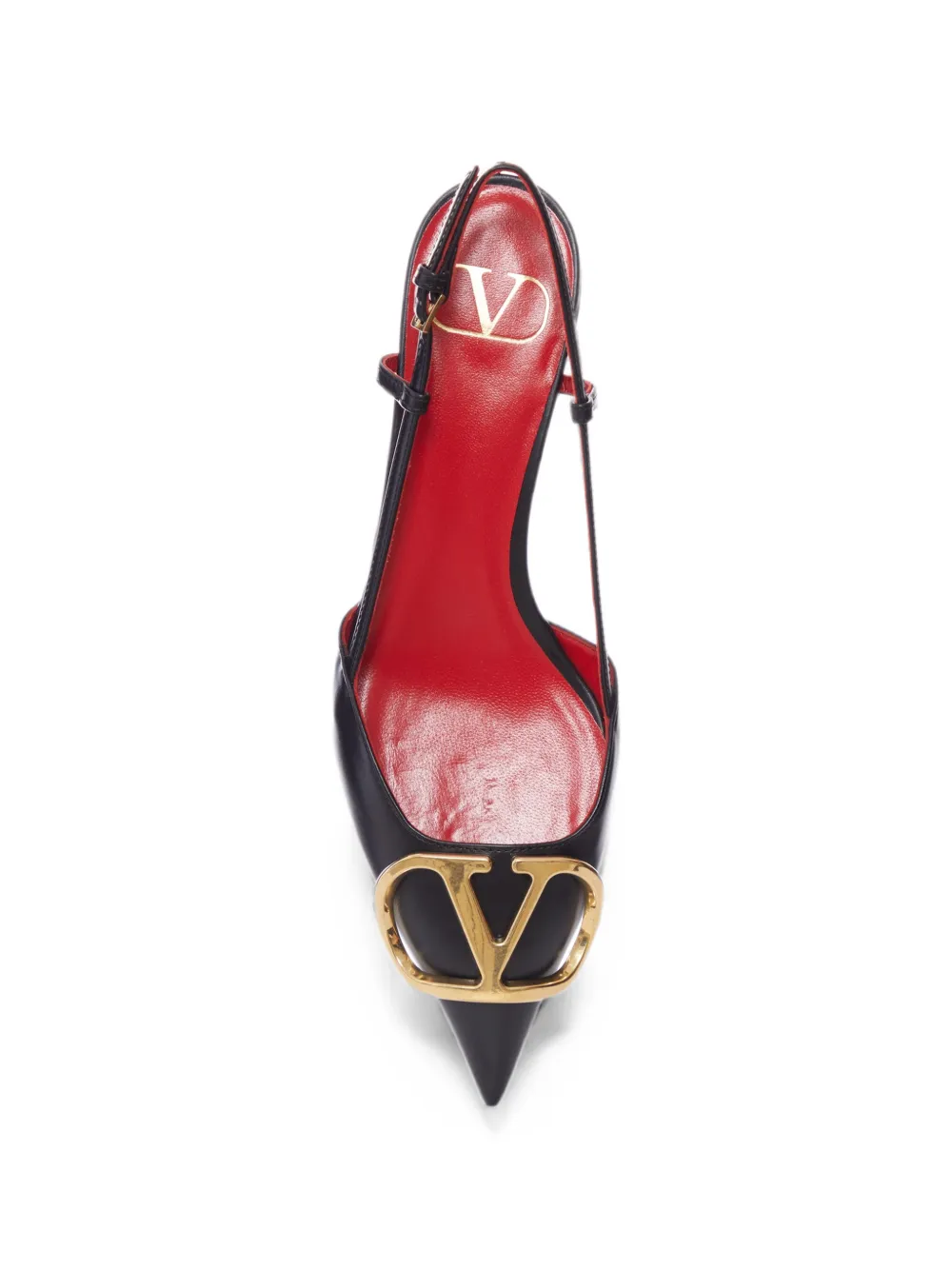 Valentino Garavani VLogo leather slingback pumps Zwart