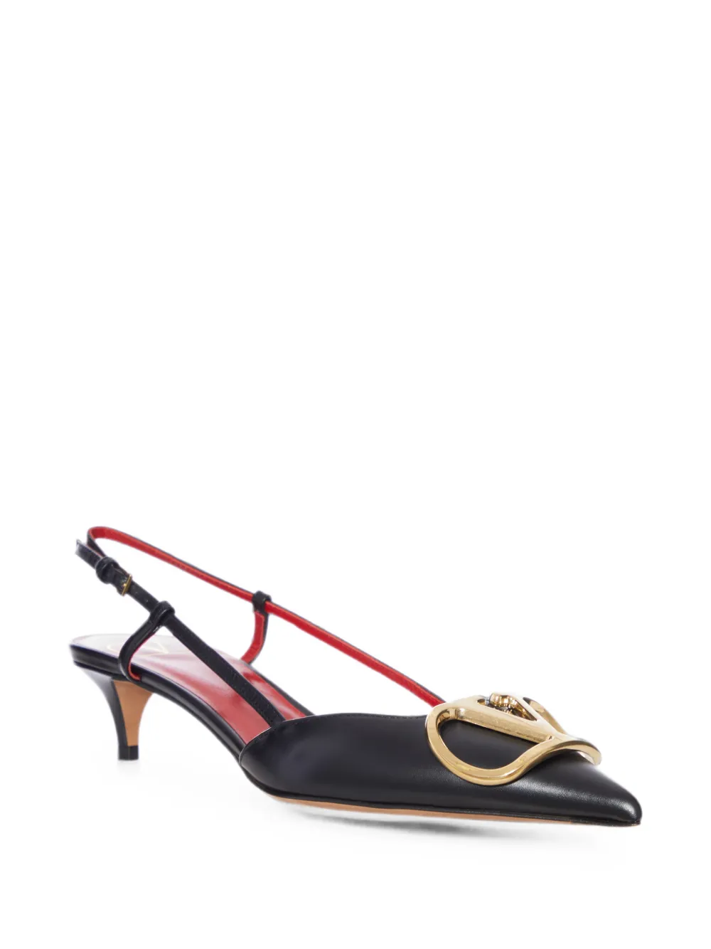 Valentino Garavani VLogo leather slingback pumps Zwart