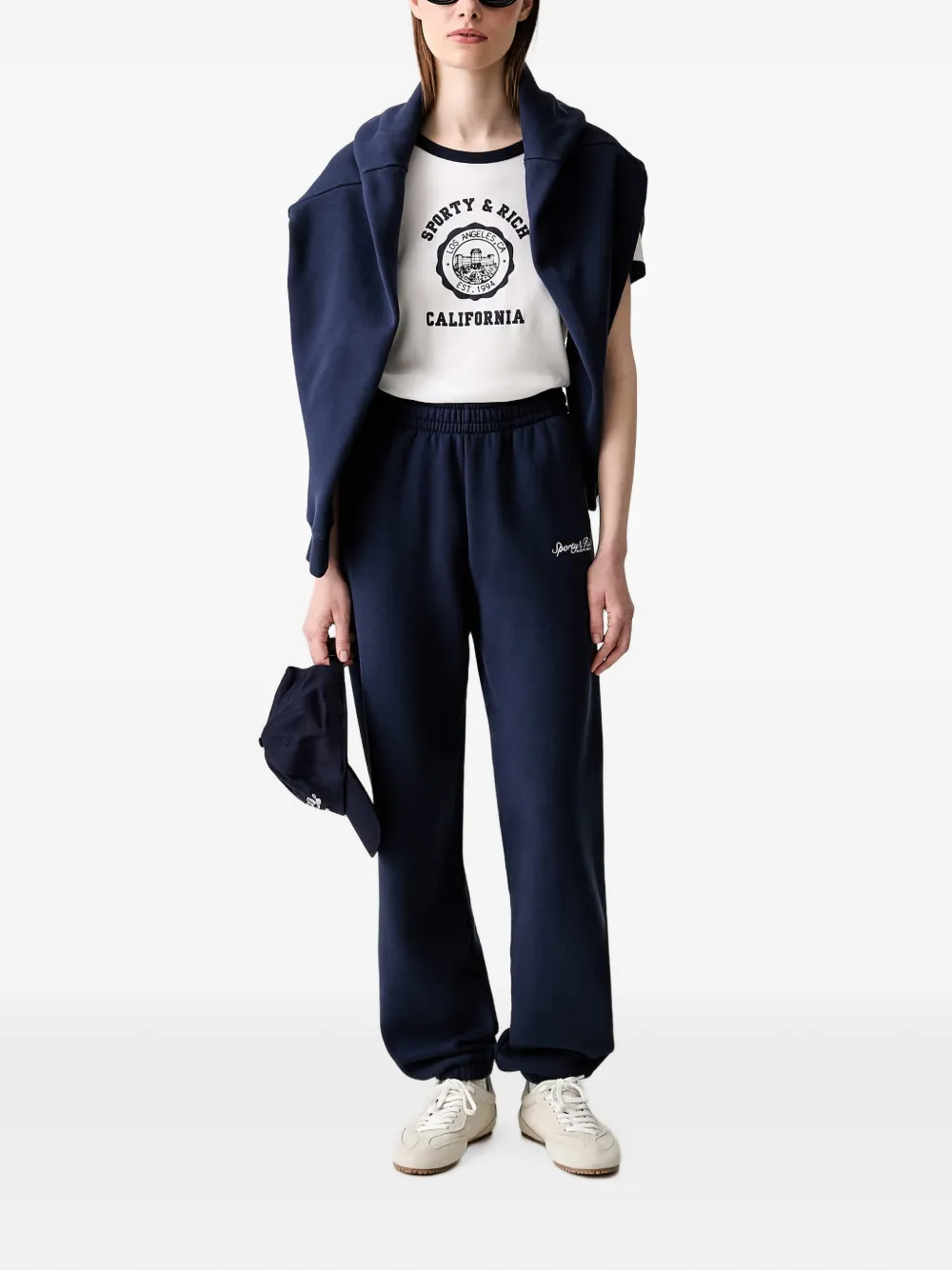 Sporty & Rich Syracuse embroidered track pants Blauw