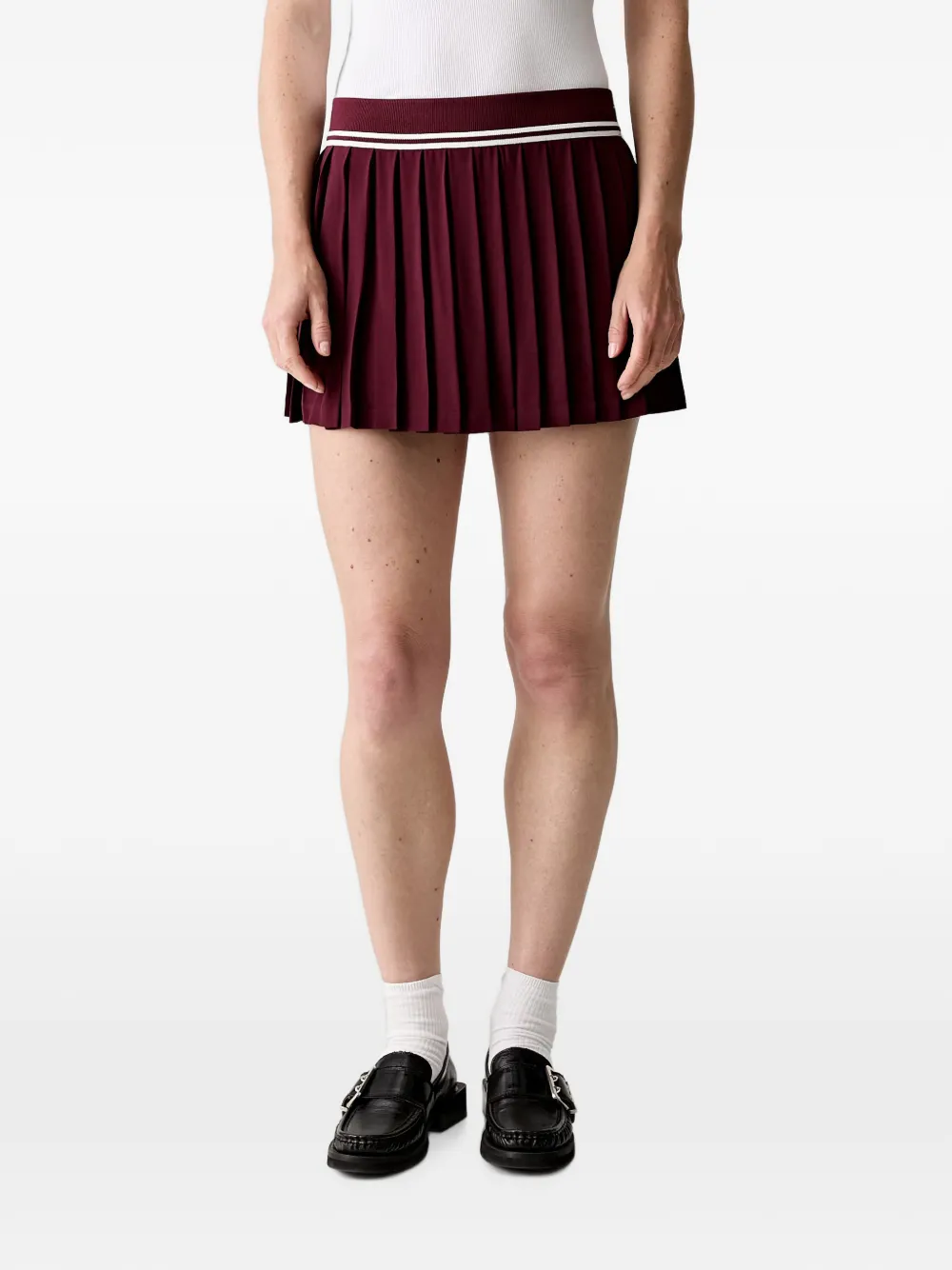 Sporty & Rich Abigail pleated logo-embroidered mini skirt - Rot